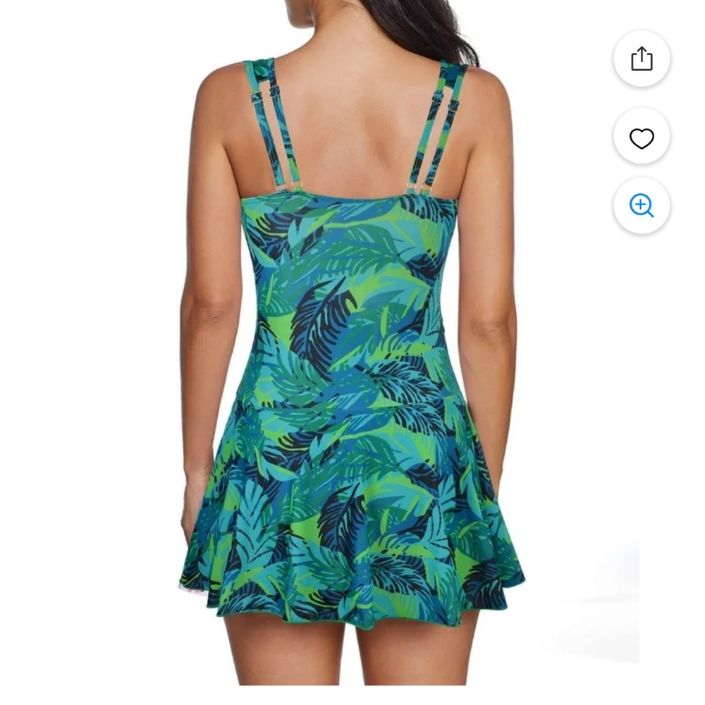 Tropical Leaf Print women’s swimsuit dress NEW large‎ - Picture 2 of 7